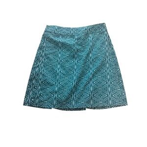 Rip Skirt Women's Small Teal Green White Print A-Line Casual Skirt